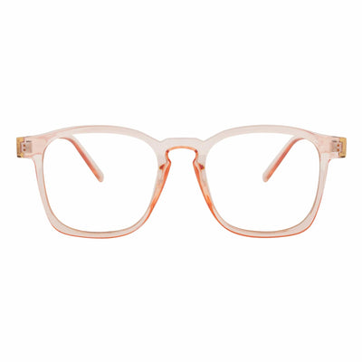 DENMARK - Square Horn Rimmed Blue Light Glasses Clear Pink Clear Lens