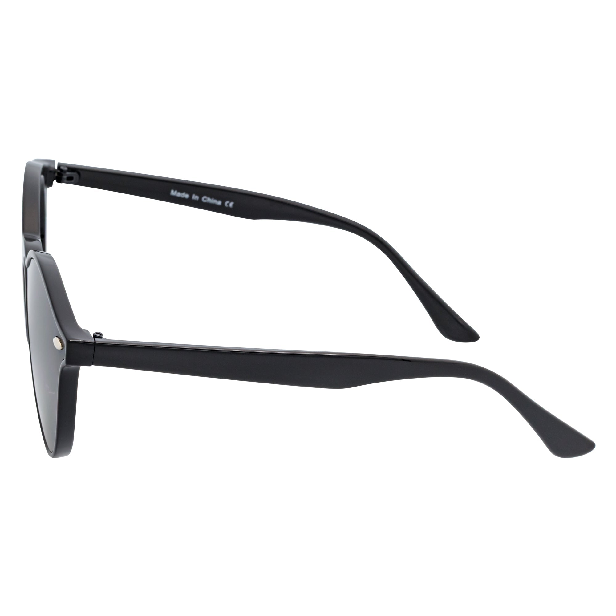 DEVO - Small Flat Lens Round Horn Rimmed Sunglasses Black Smoke