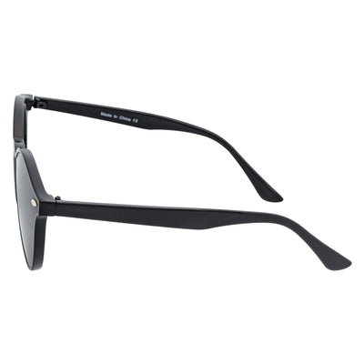 DEVO - Small Flat Lens Round Horn Rimmed Sunglasses Black Smoke
