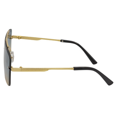 DIRECTOR - Rimless Metal Flat Top Aviator Gold Sunglasses Blue - Tan Lens