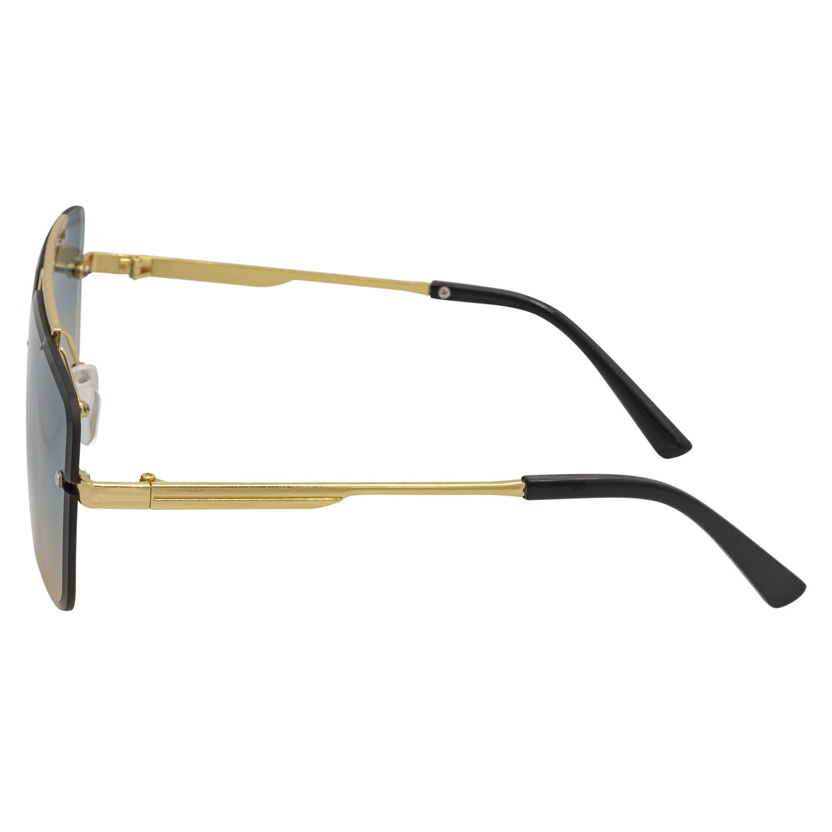 DIRECTOR - Rimless Metal Flat Top Aviator Gold Sunglasses Blue - Tan Lens