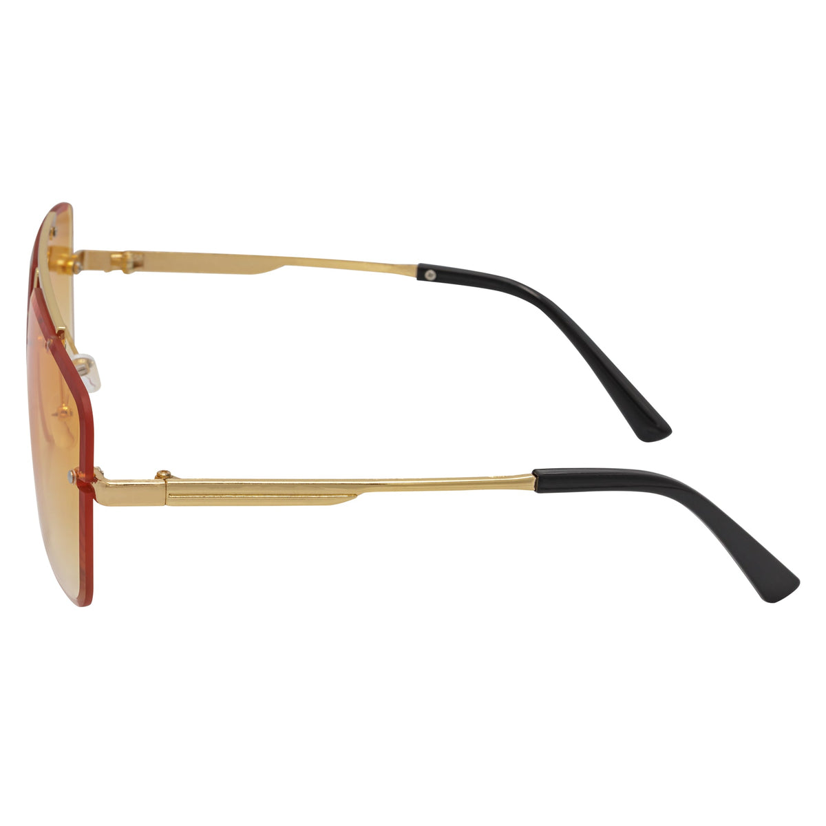 DIRECTOR - Rimless Metal Flat Top Aviator Sunglasses Gold Amber Fade Lens