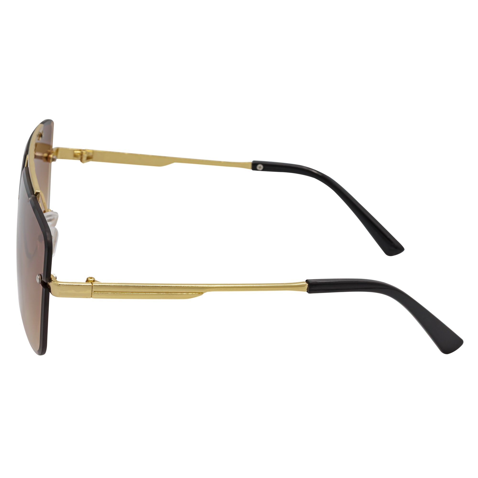 DIRECTOR - Rimless Metal Flat Top Aviator Sunglasses Gold Brown Fade Lens