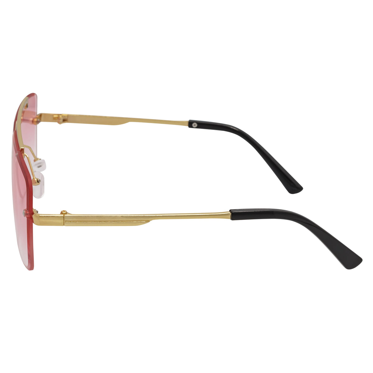 DIRECTOR - Rimless Metal Flat Top Aviator Sunglasses Gold Pink Fade Lens