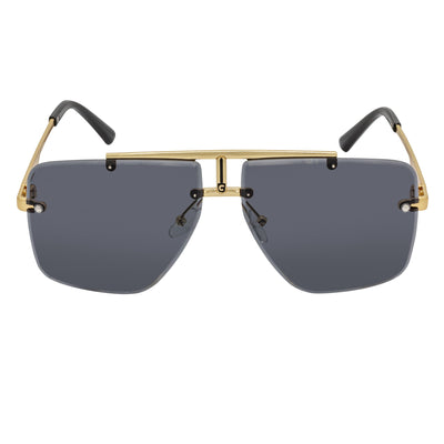 DIRECTOR - Rimless Metal Flat Top Aviator Sunglasses Gold Smoke