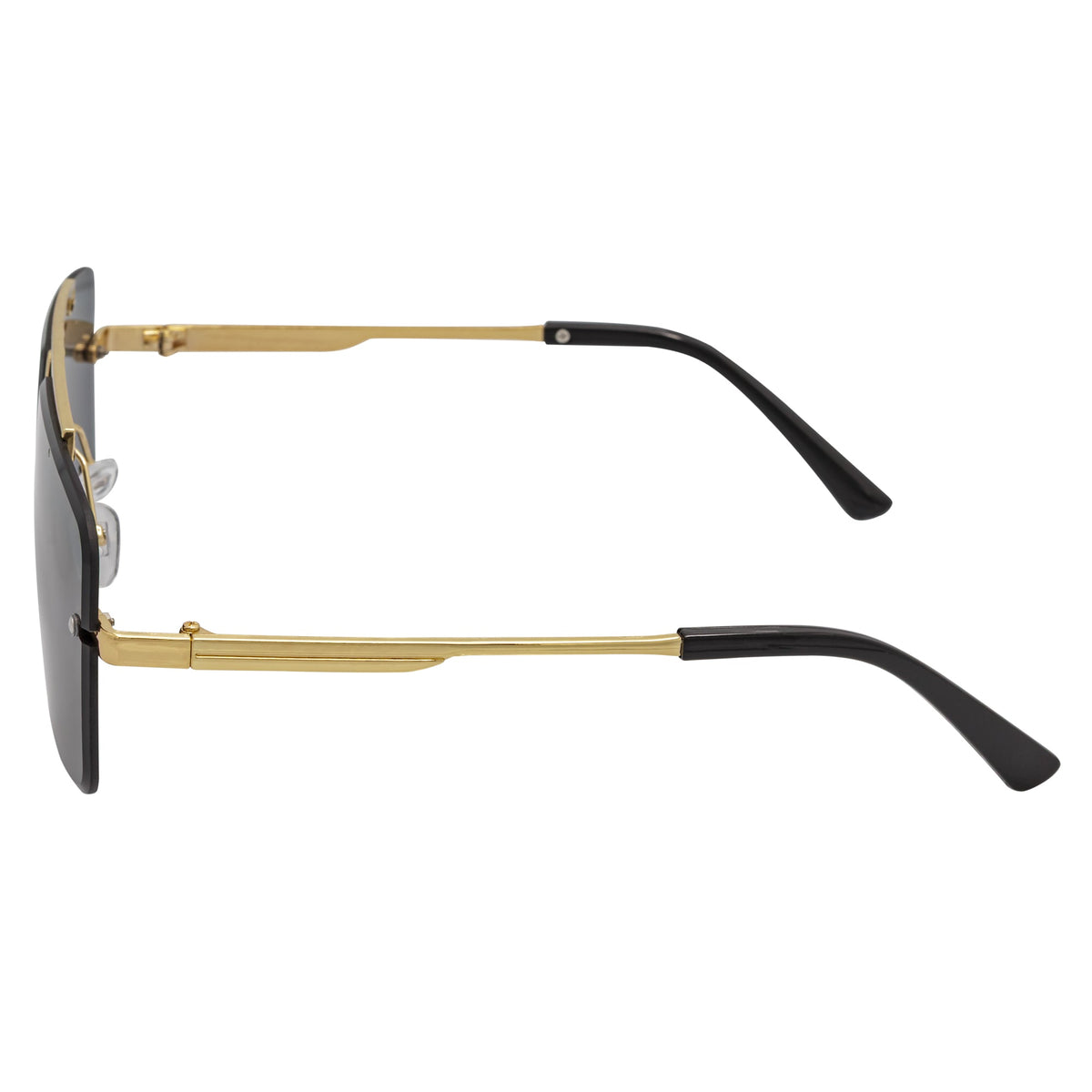 DIRECTOR - Rimless Metal Flat Top Aviator Sunglasses Gold Smoke