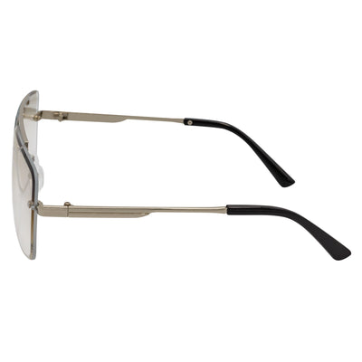 DIRECTOR - Rimless Metal Flat Top Aviator Sunglasses Silver Clear Lens