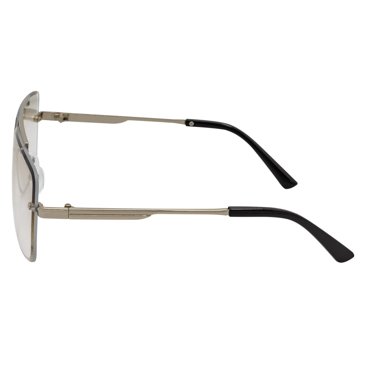 DIRECTOR - Rimless Metal Flat Top Aviator Sunglasses Silver Clear Lens