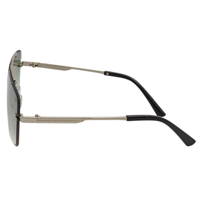 DIRECTOR - Rimless Metal Flat Top Aviator Sunglasses Silver Green Fade Lens