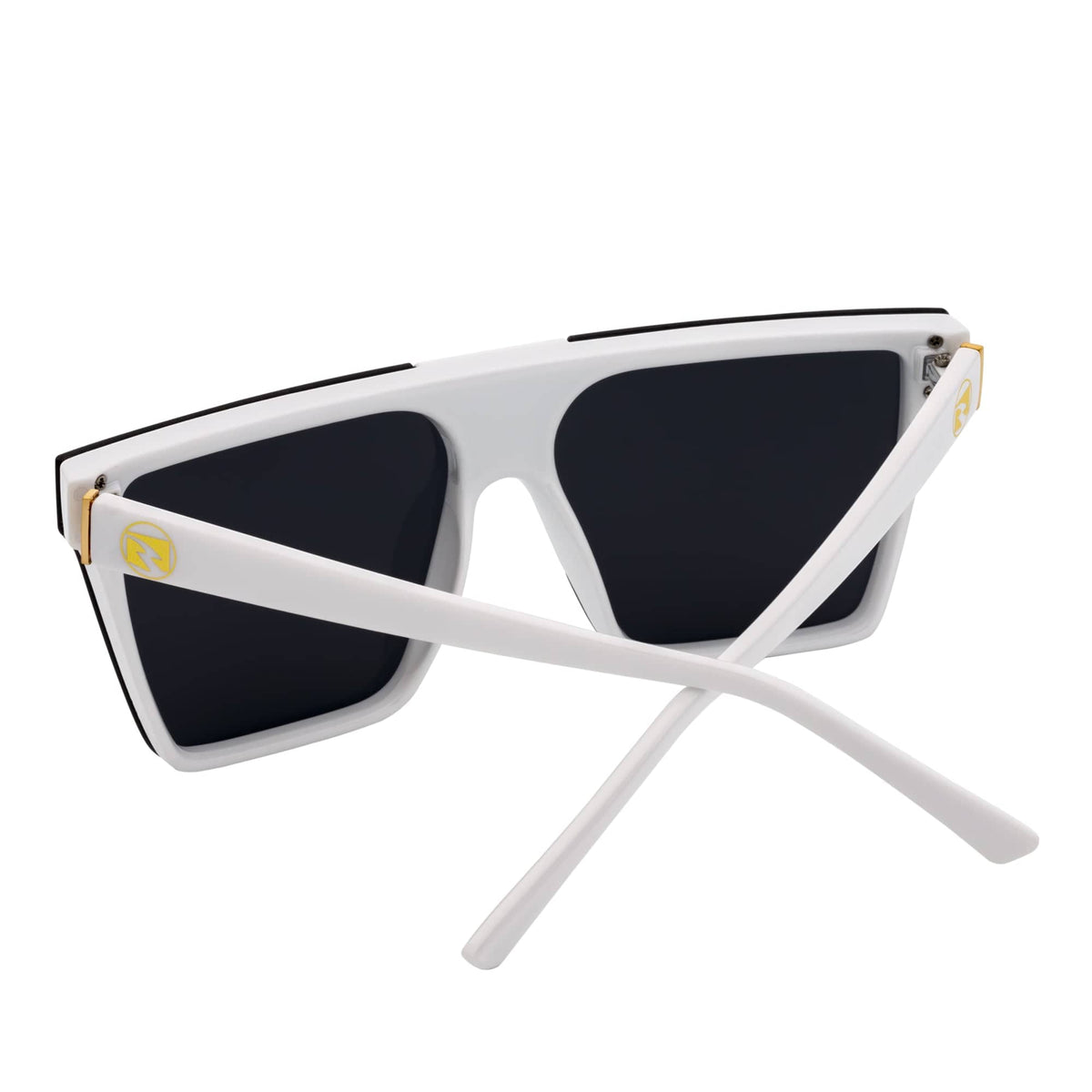ELECTRIC - Large Rimless Rectangle Shield Sunglasses Gloss White Dark Smoke