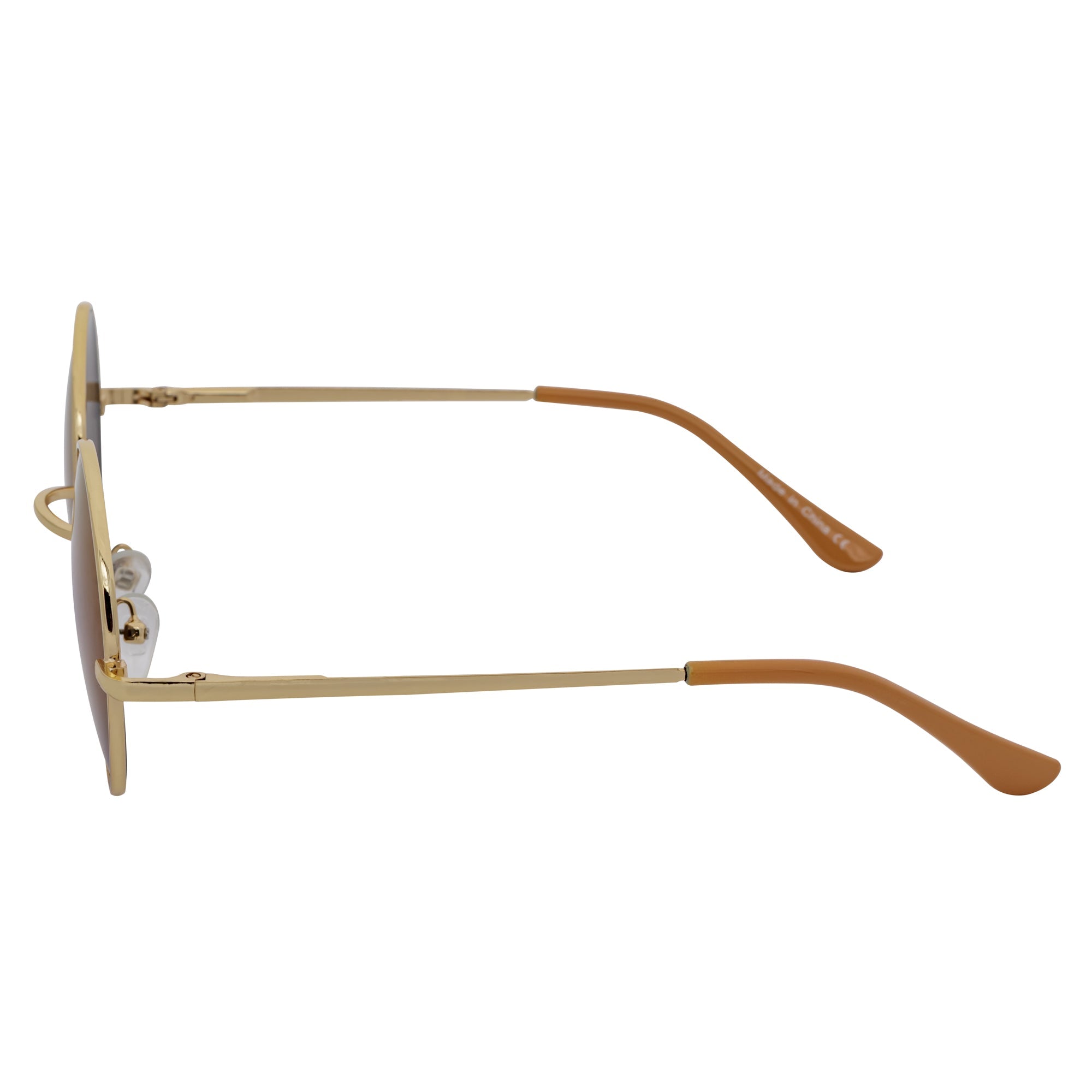 ELTON - Retro Small Metal Circle Round Sunglasses Gold Green Mirror