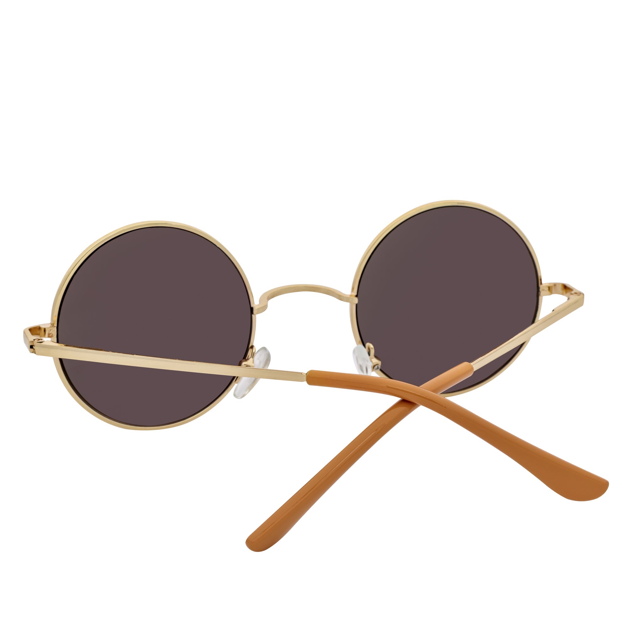 ELTON - Retro Small Metal Circle Round Sunglasses Gold Green Mirror