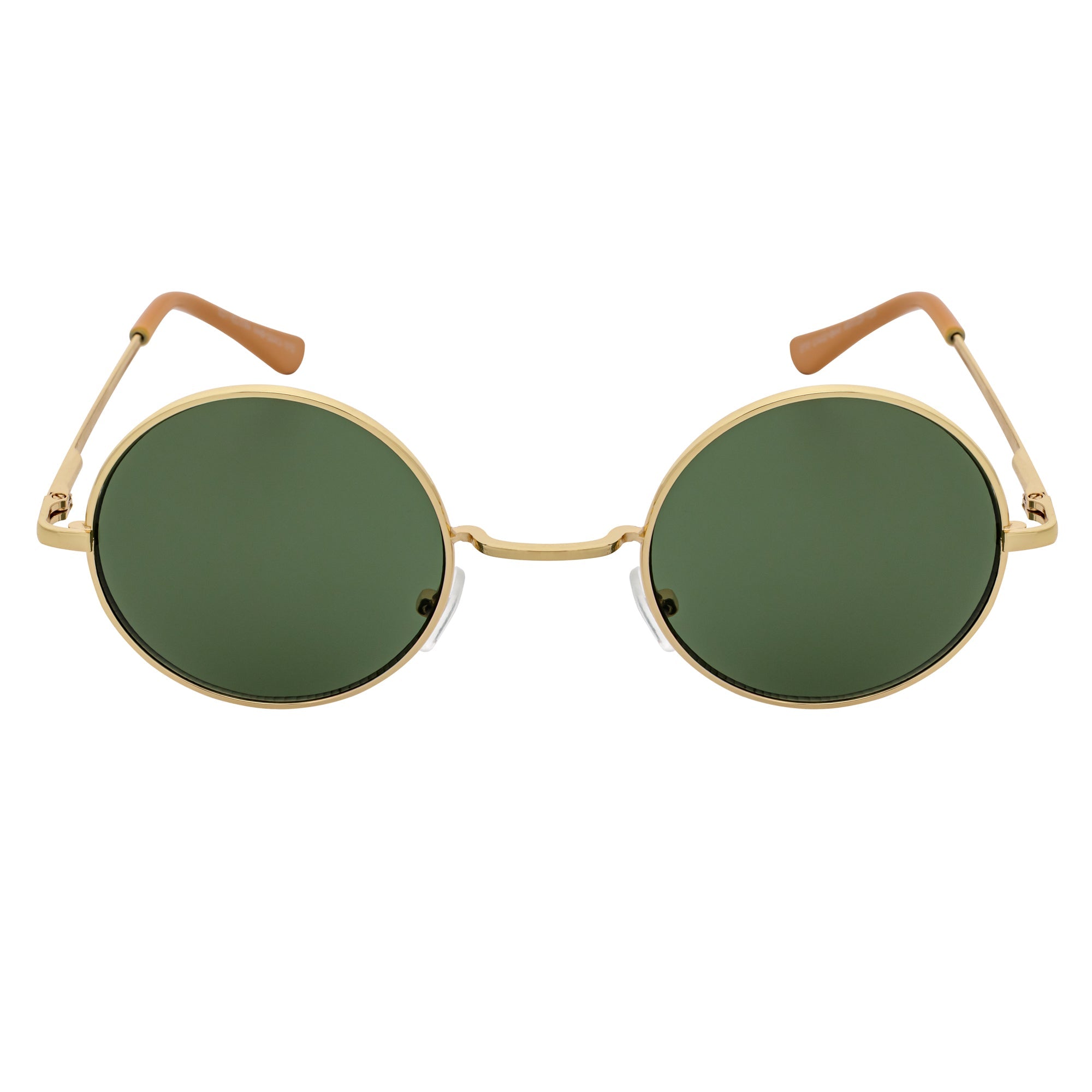 ELTON - Retro Small Metal Circle Round Sunglasses Gold Green Tint Lens