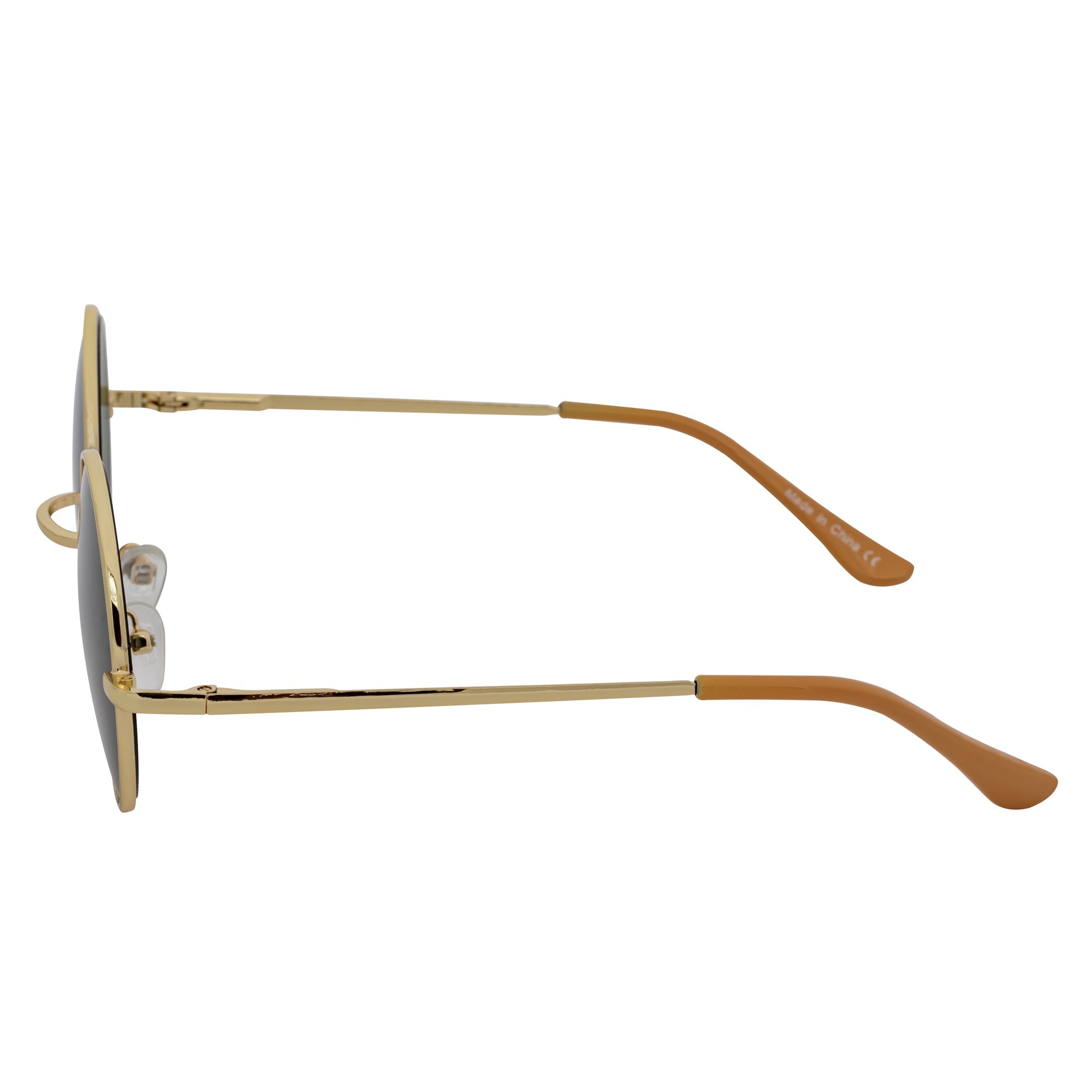 ELTON - Retro Small Metal Circle Round Sunglasses Gold Green Tint Lens