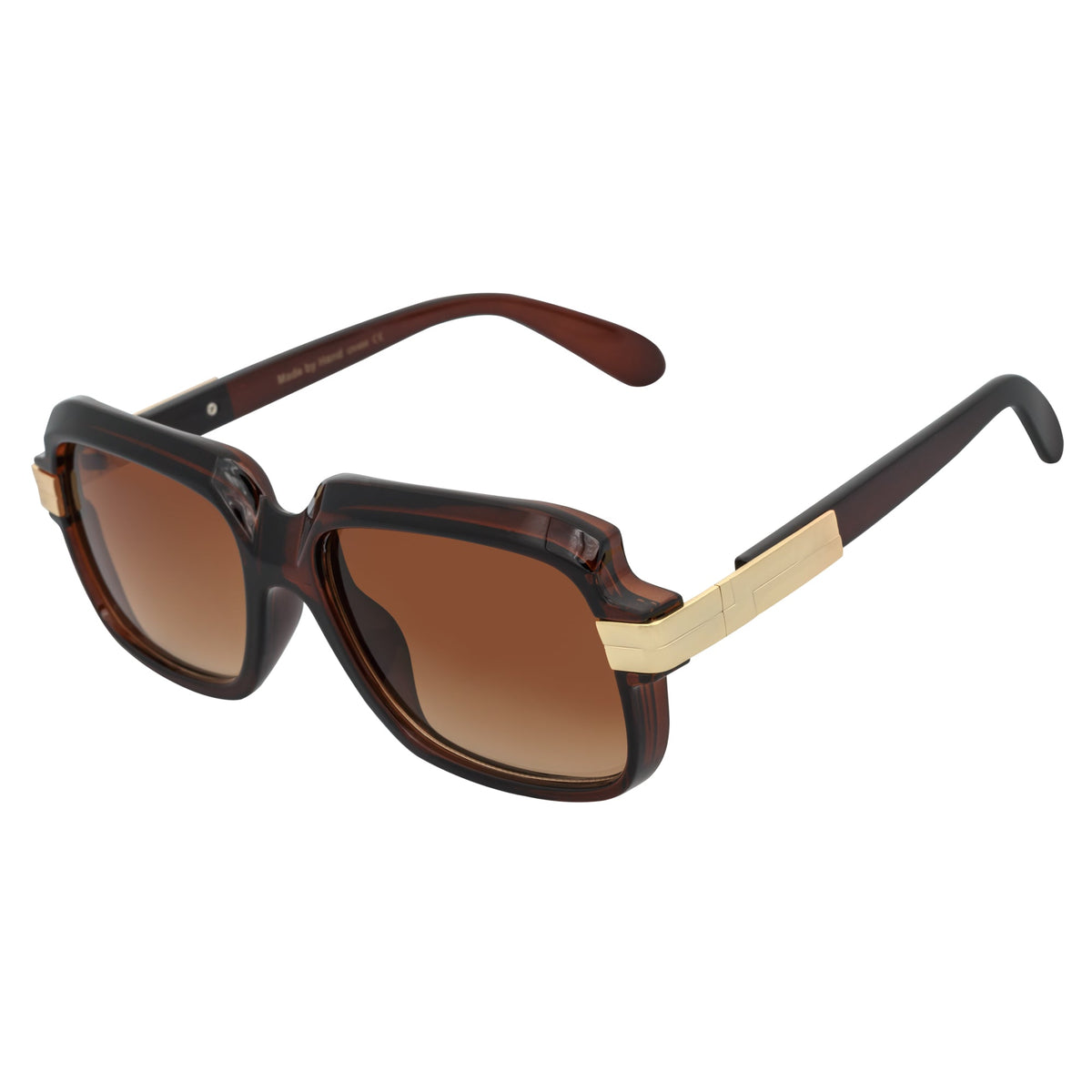 EMCEE - Retro Classic Square Sunglasses Clear Brown Amber Fade