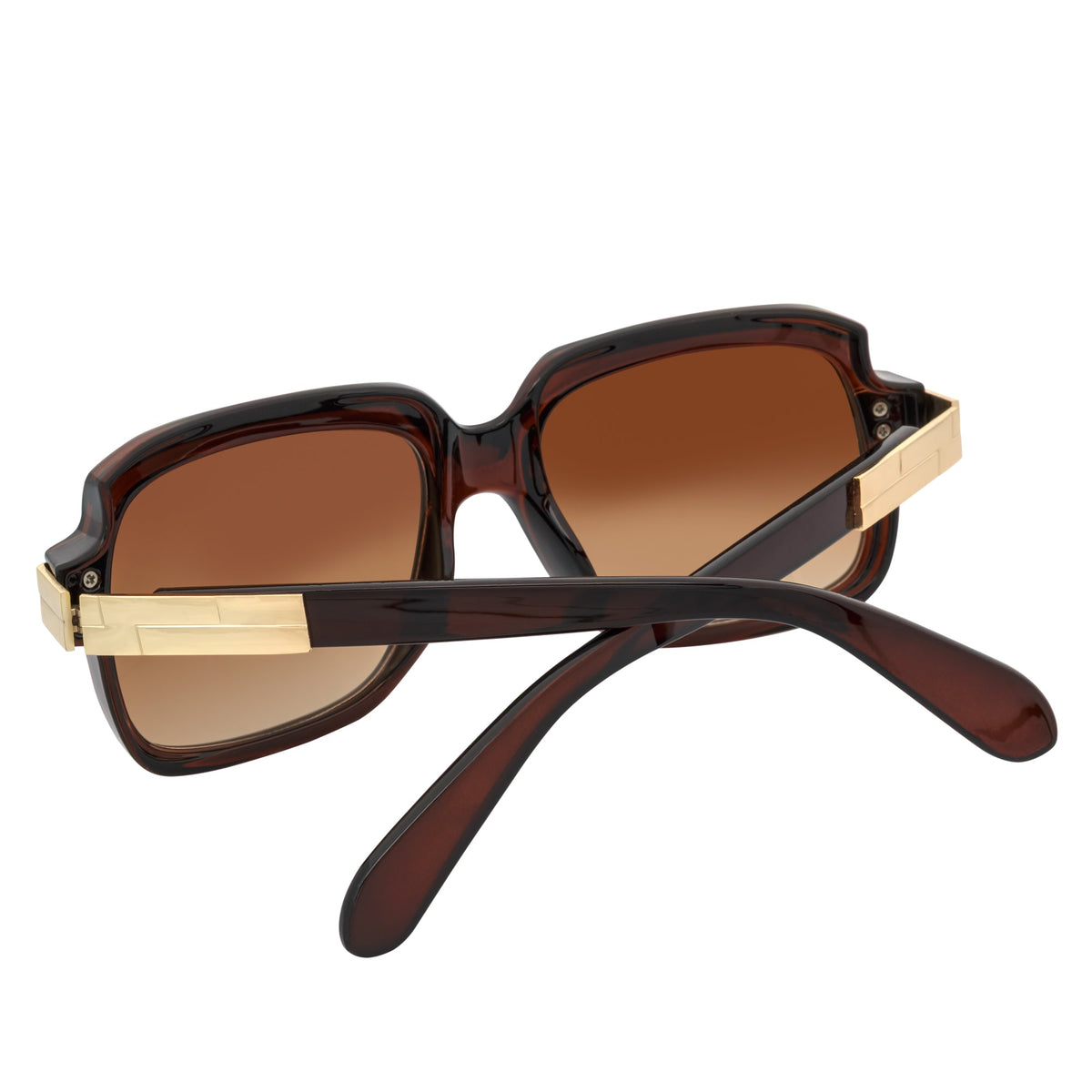 EMCEE - Retro Classic Square Sunglasses Clear Brown Amber Fade