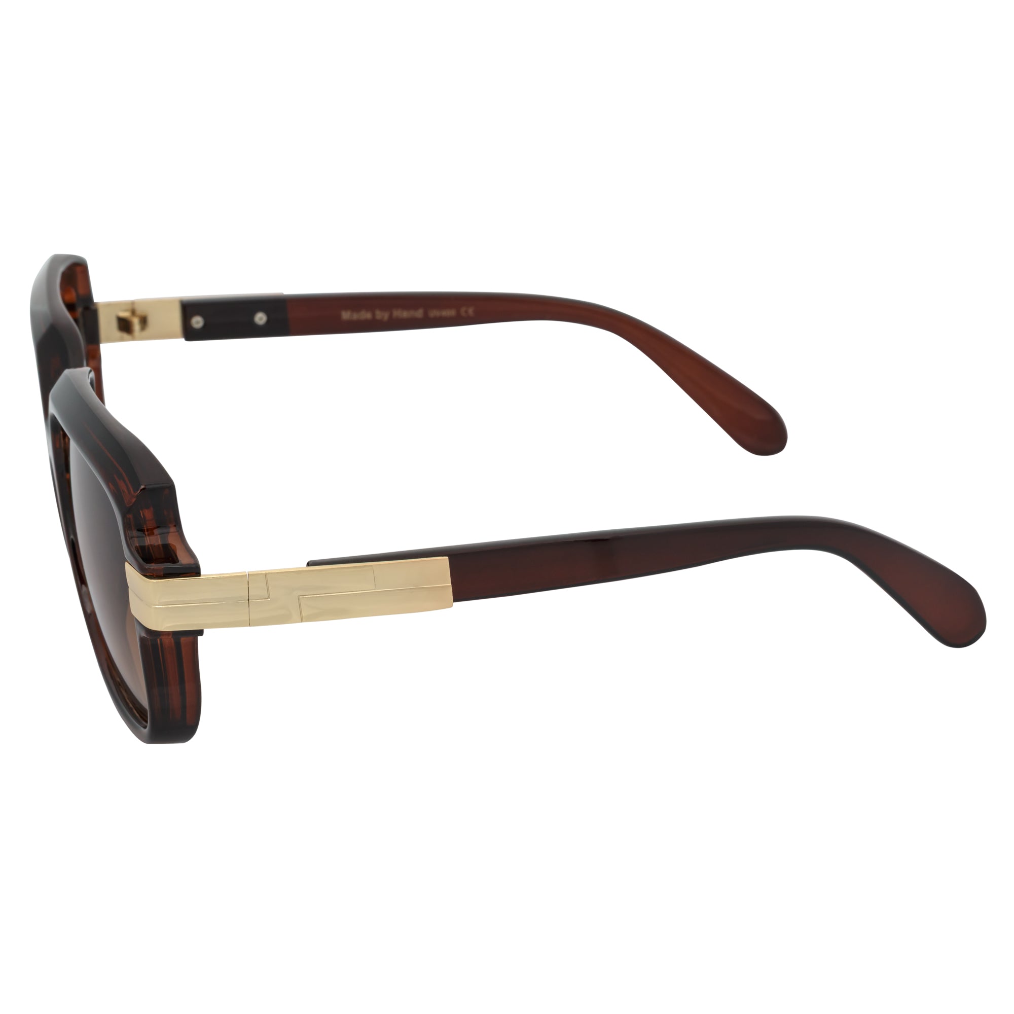 EMCEE - Retro Classic Square Sunglasses Clear Brown Amber Fade