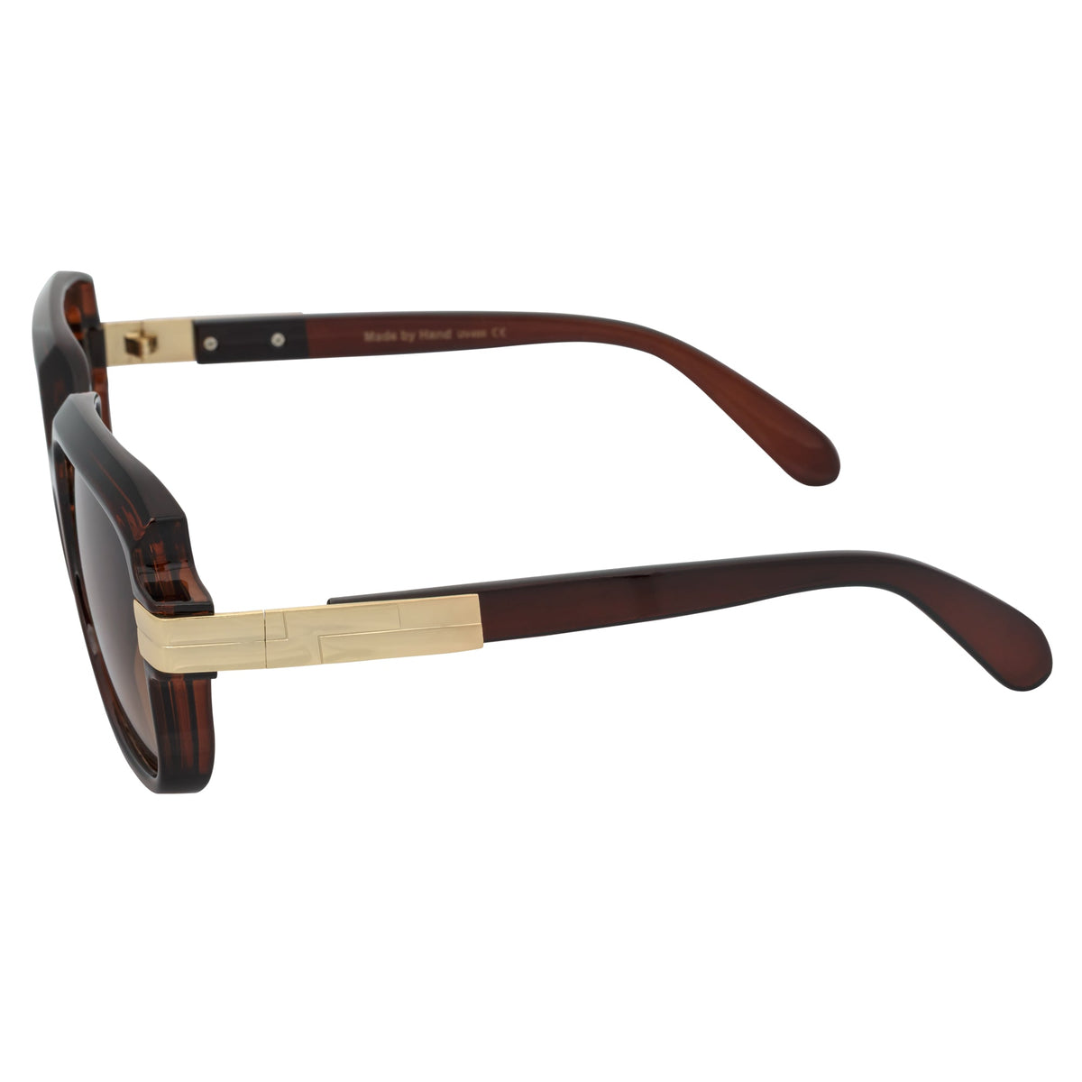 EMCEE - Retro Classic Square Sunglasses Clear Brown Amber Fade