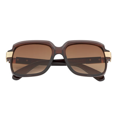 EMCEE - Retro Classic Square Sunglasses Clear Brown Amber Fade