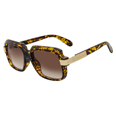 EMCEE - Retro Classic Square Sunglasses Tortoise Amber Fade Lens