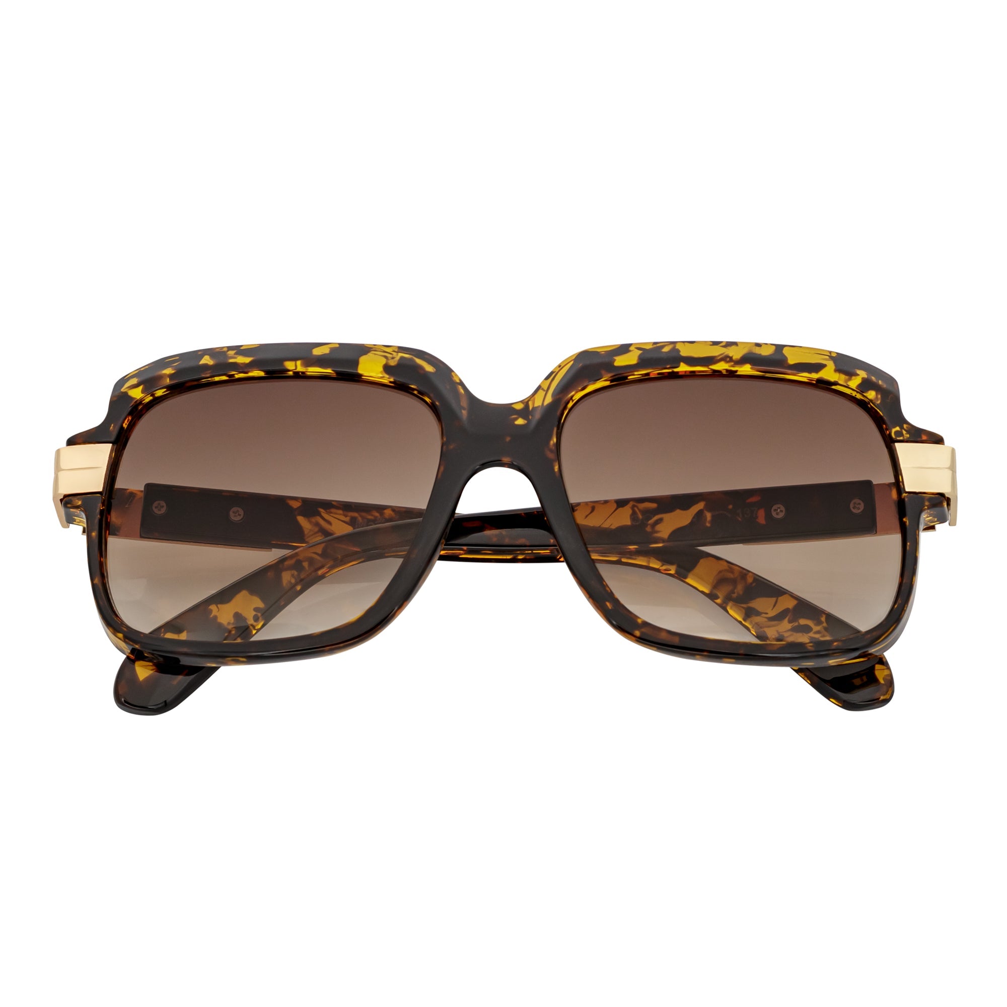 EMCEE - Retro Classic Square Sunglasses Tortoise Amber Fade Lens