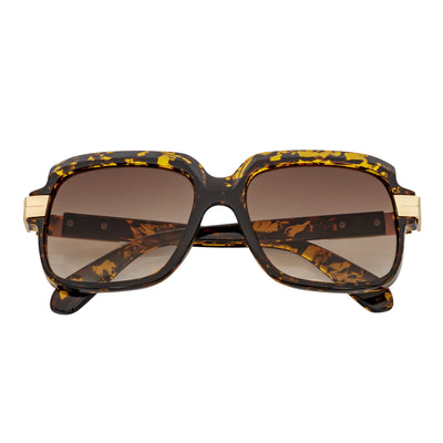 EMCEE - Retro Classic Square Sunglasses Tortoise Amber Fade Lens