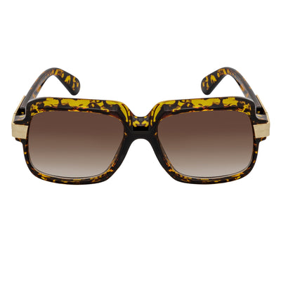 EMCEE - Retro Classic Square Sunglasses Tortoise Amber Fade Lens