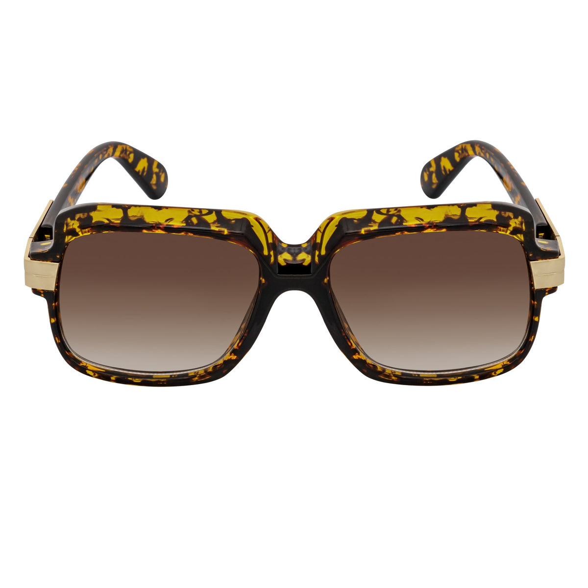 EMCEE - Retro Classic Square Sunglasses Tortoise Amber Fade Lens
