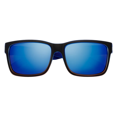 ENZO - Modern Sports Thick Square Sunglasses Black Blue - Red Blue Mirror