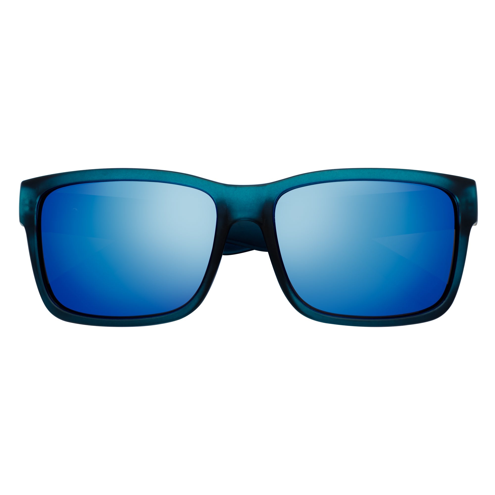 ENZO - Modern Sports Thick Square Sunglasses Frost Blue Blue Mirror