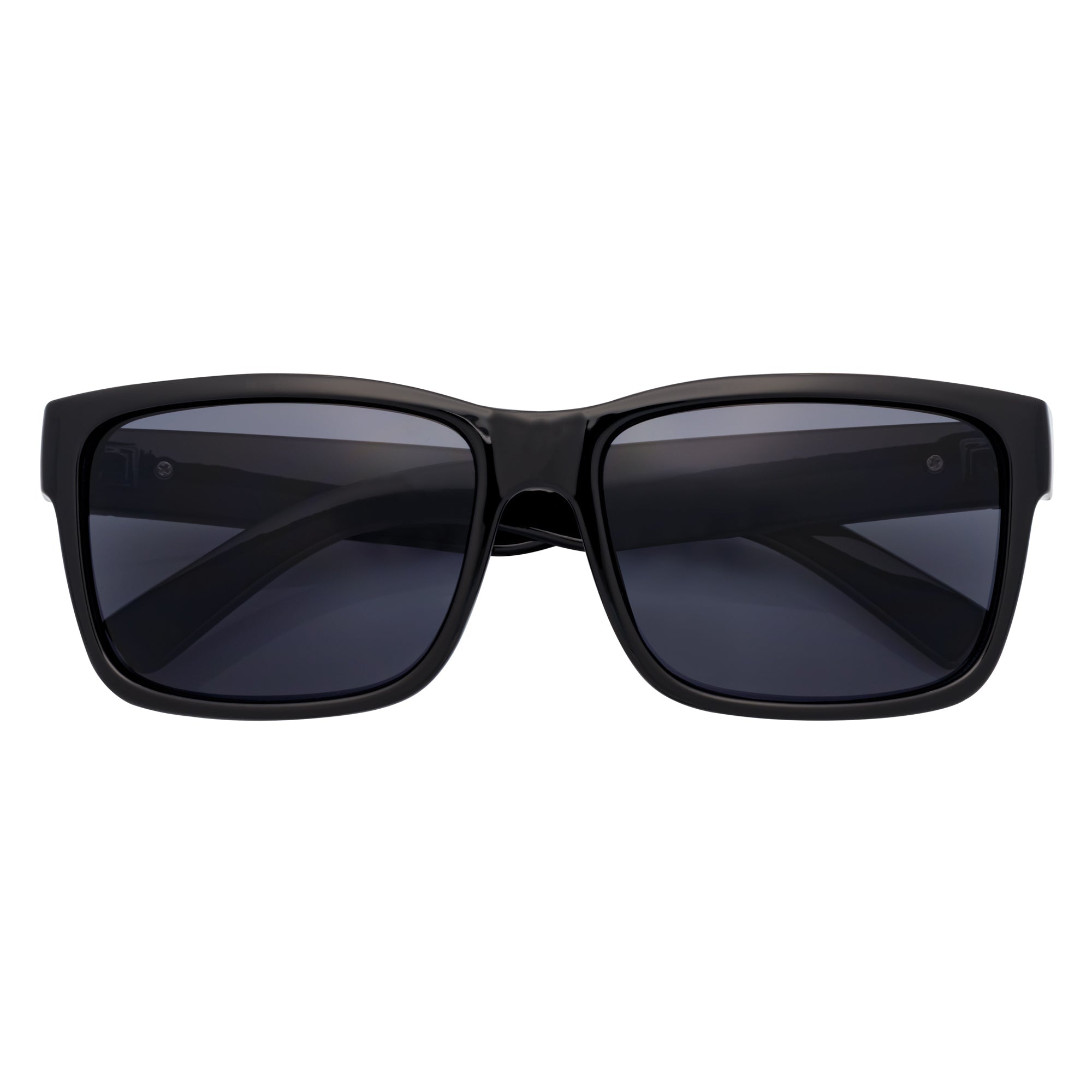 ENZO - Modern Sports Thick Square Sunglasses Gloss Black Smoke