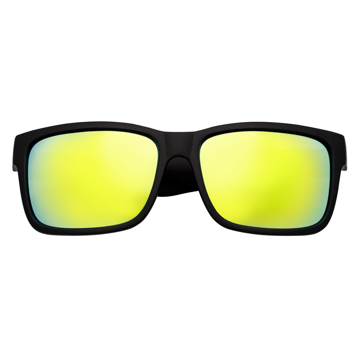 ENZO - Modern Sports Thick Square Sunglasses Matte Black Yellow Mirror