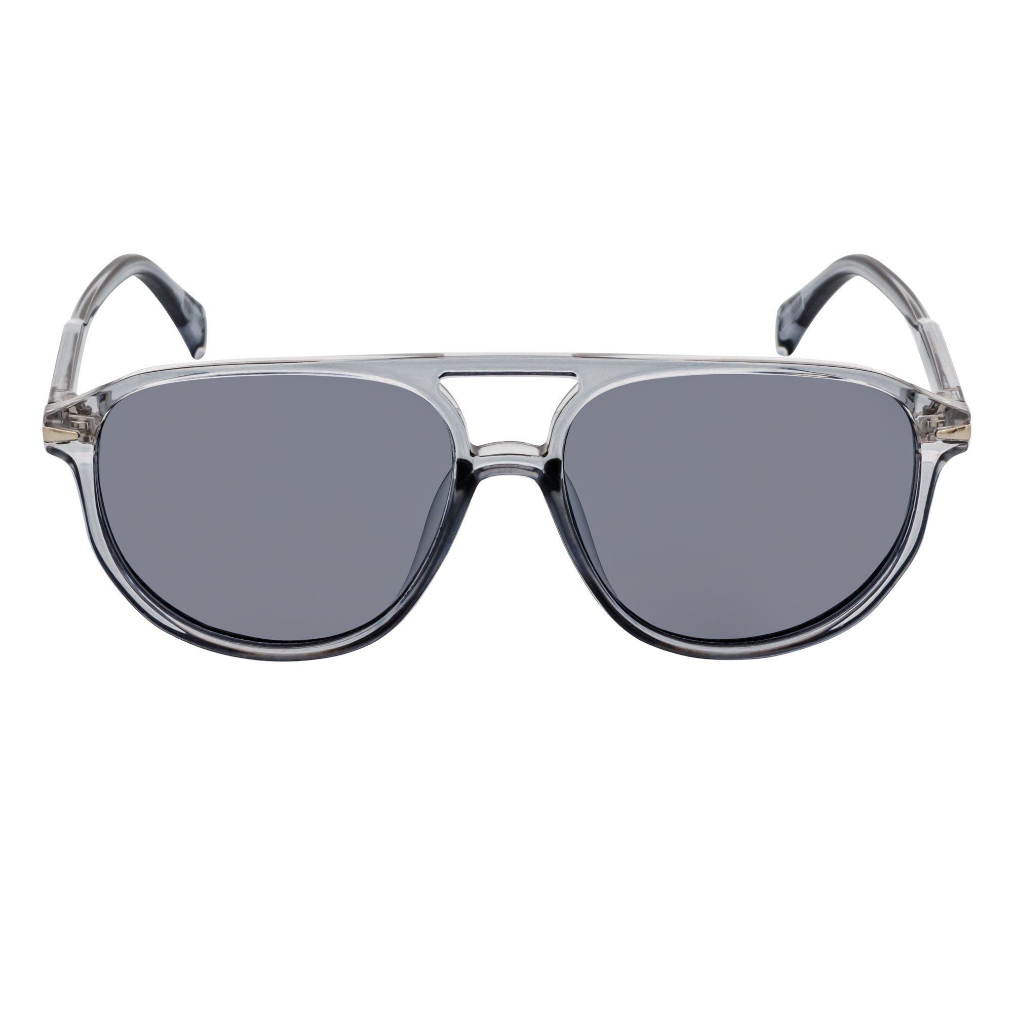 EPOCH Classic Flat Top Plastic Aviator Clear - Gray Sunglasses Smoke Lens