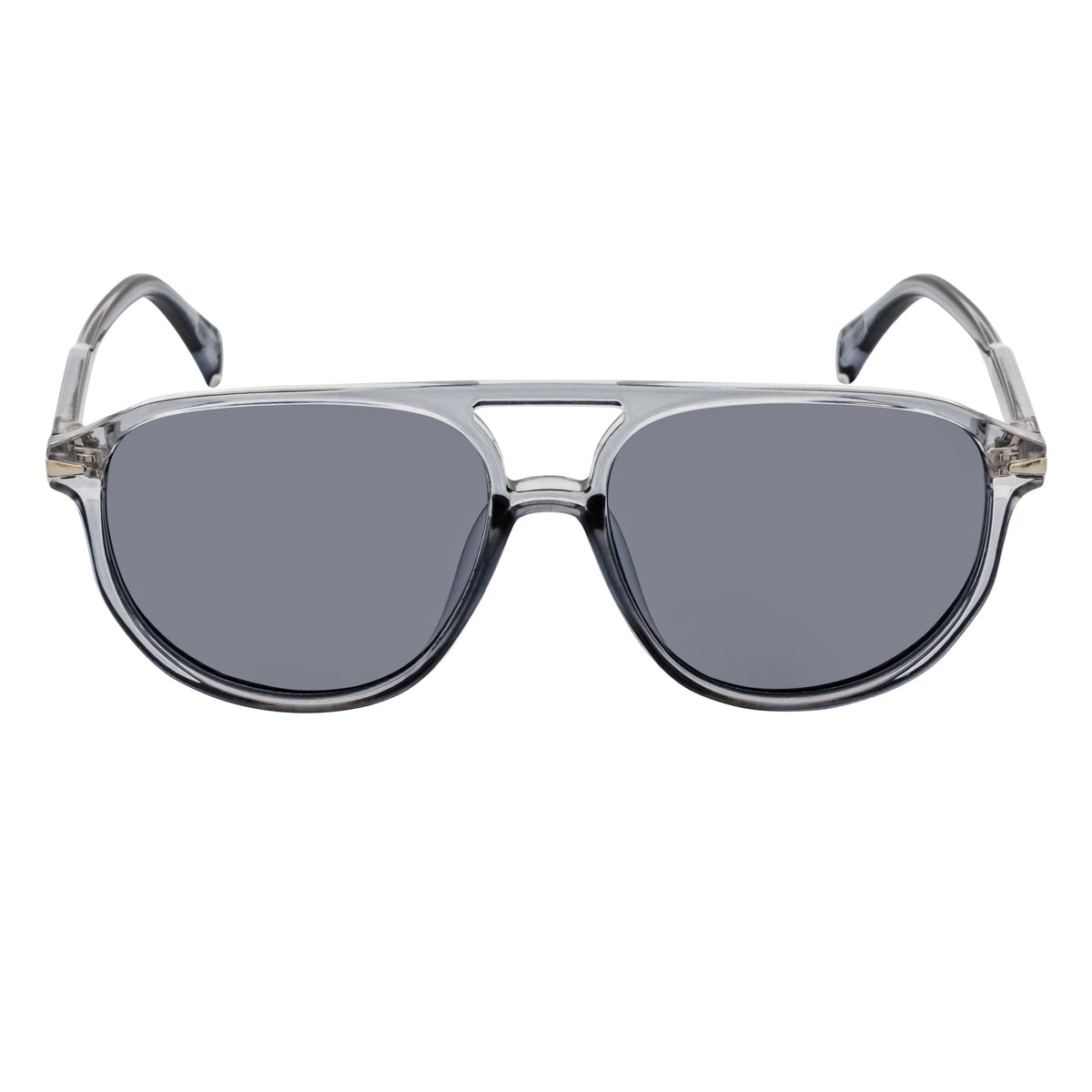 EPOCH Classic Flat Top Plastic Aviator Clear - Gray Sunglasses Smoke Lens