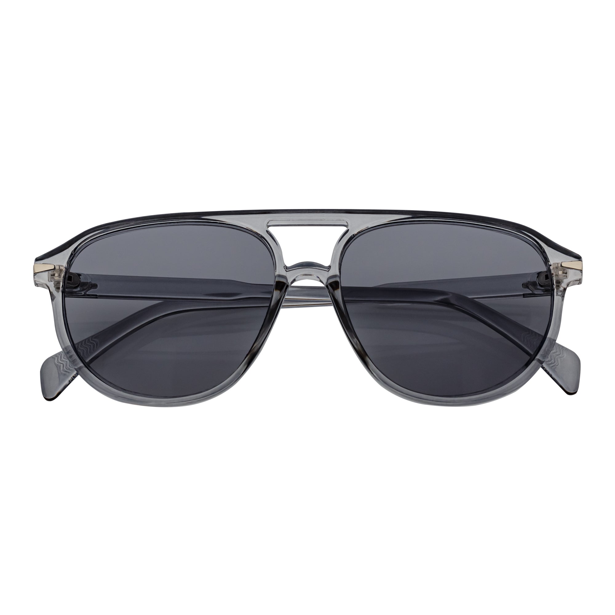 EPOCH Classic Flat Top Plastic Aviator Clear - Gray Sunglasses Smoke Lens