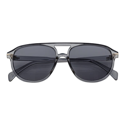 EPOCH Classic Flat Top Plastic Aviator Clear - Gray Sunglasses Smoke Lens