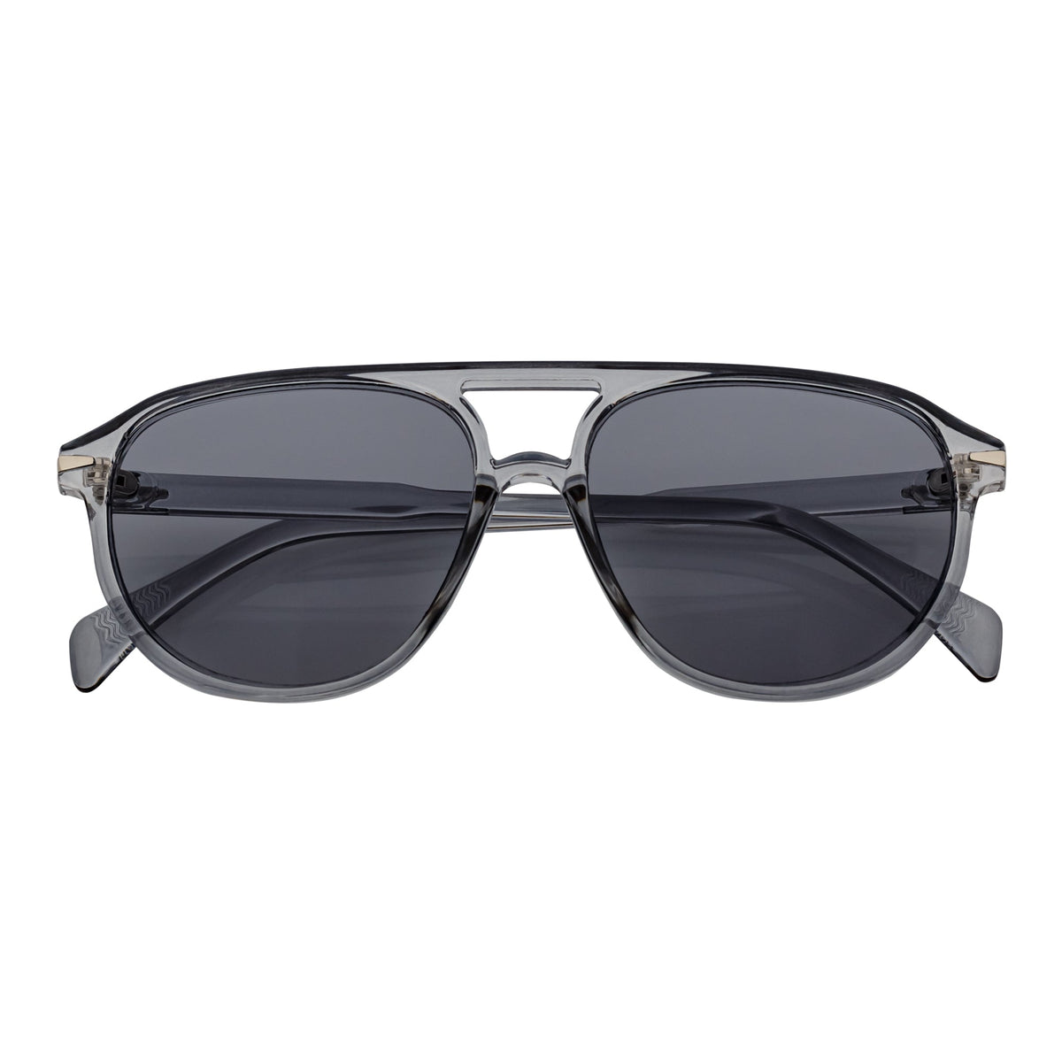 EPOCH Classic Flat Top Plastic Aviator Clear - Gray Sunglasses Smoke Lens