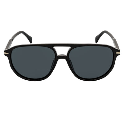 EPOCH - Classic Flat Top Plastic Aviator Sunglasses Black Smoke