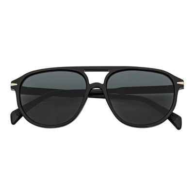 EPOCH - Classic Flat Top Plastic Aviator Sunglasses Black Smoke