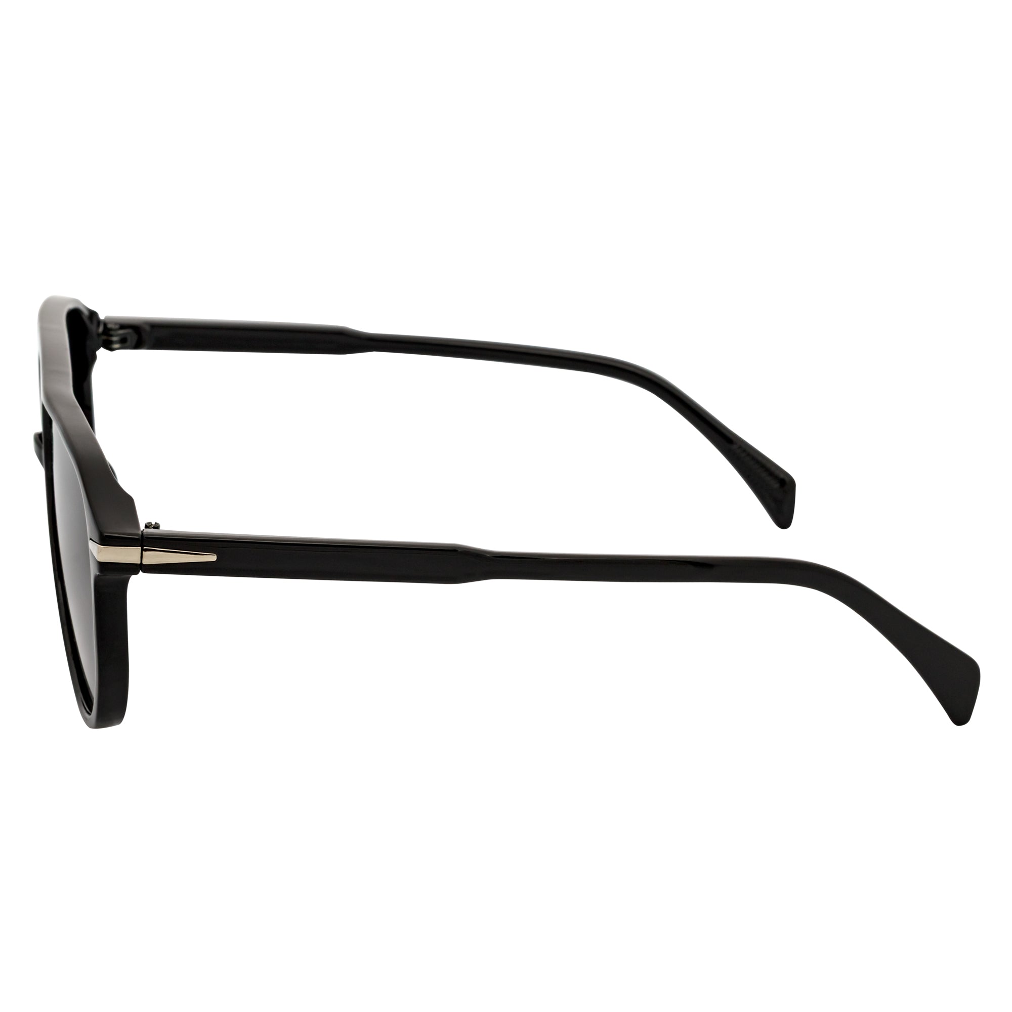 EPOCH - Classic Flat Top Plastic Aviator Sunglasses Black Smoke