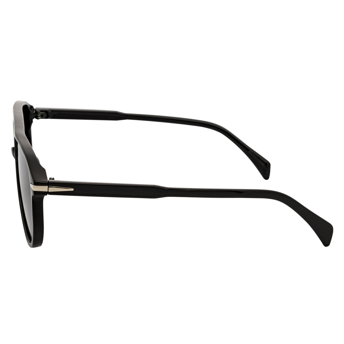 EPOCH - Classic Flat Top Plastic Aviator Sunglasses Black Smoke