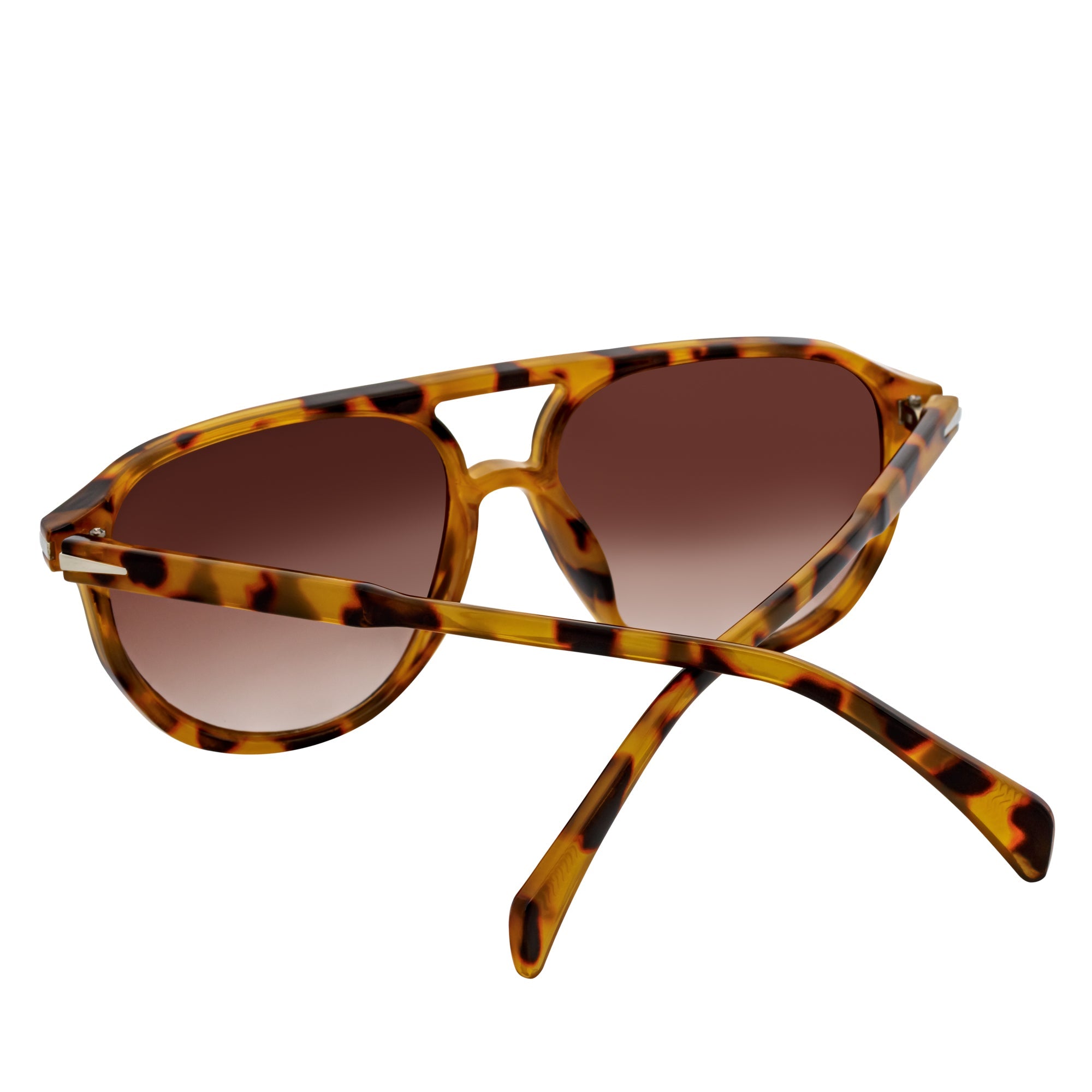 EPOCH - Classic Flat Top Plastic Aviator Tortoise Sunglasses Brown Lens