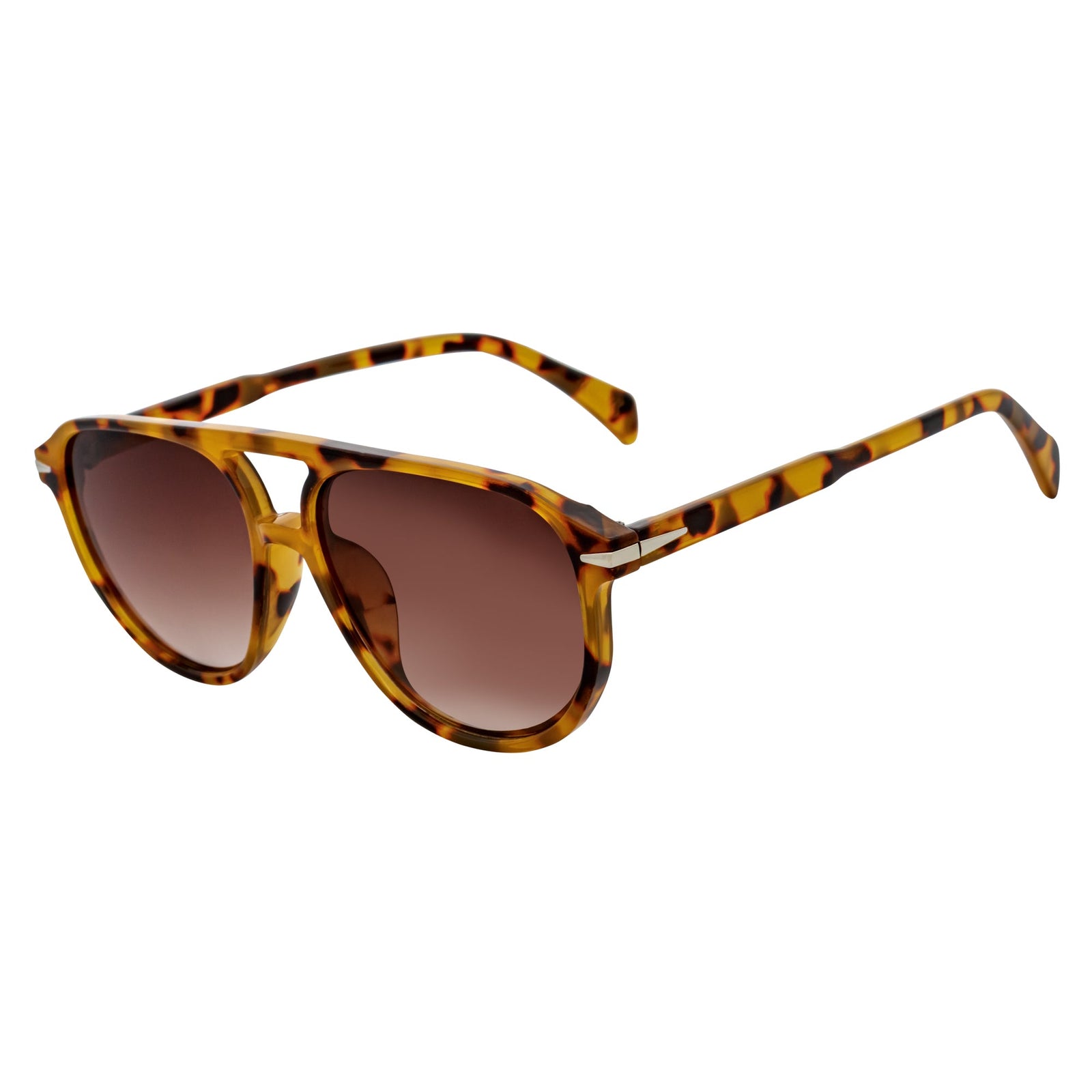 EPOCH - Classic Flat Top Plastic Aviator Tortoise Sunglasses Brown Lens