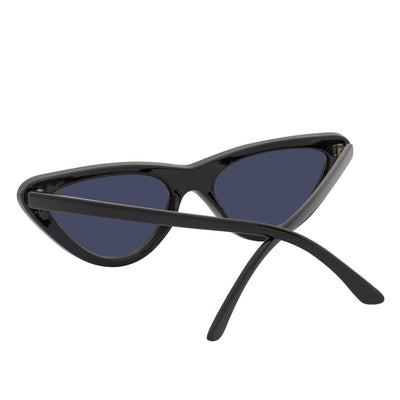 FELINE - Thick Oval Retro Small Cat Eye Sunglasses Black Smoke Tint