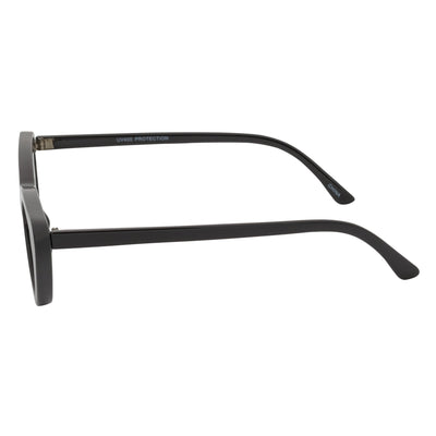 FELINE - Thick Oval Retro Small Cat Eye Sunglasses Black Smoke Tint