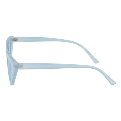 FELINE - Thick Oval Retro Small Cat Eye Sunglasses Blue Blue Tint