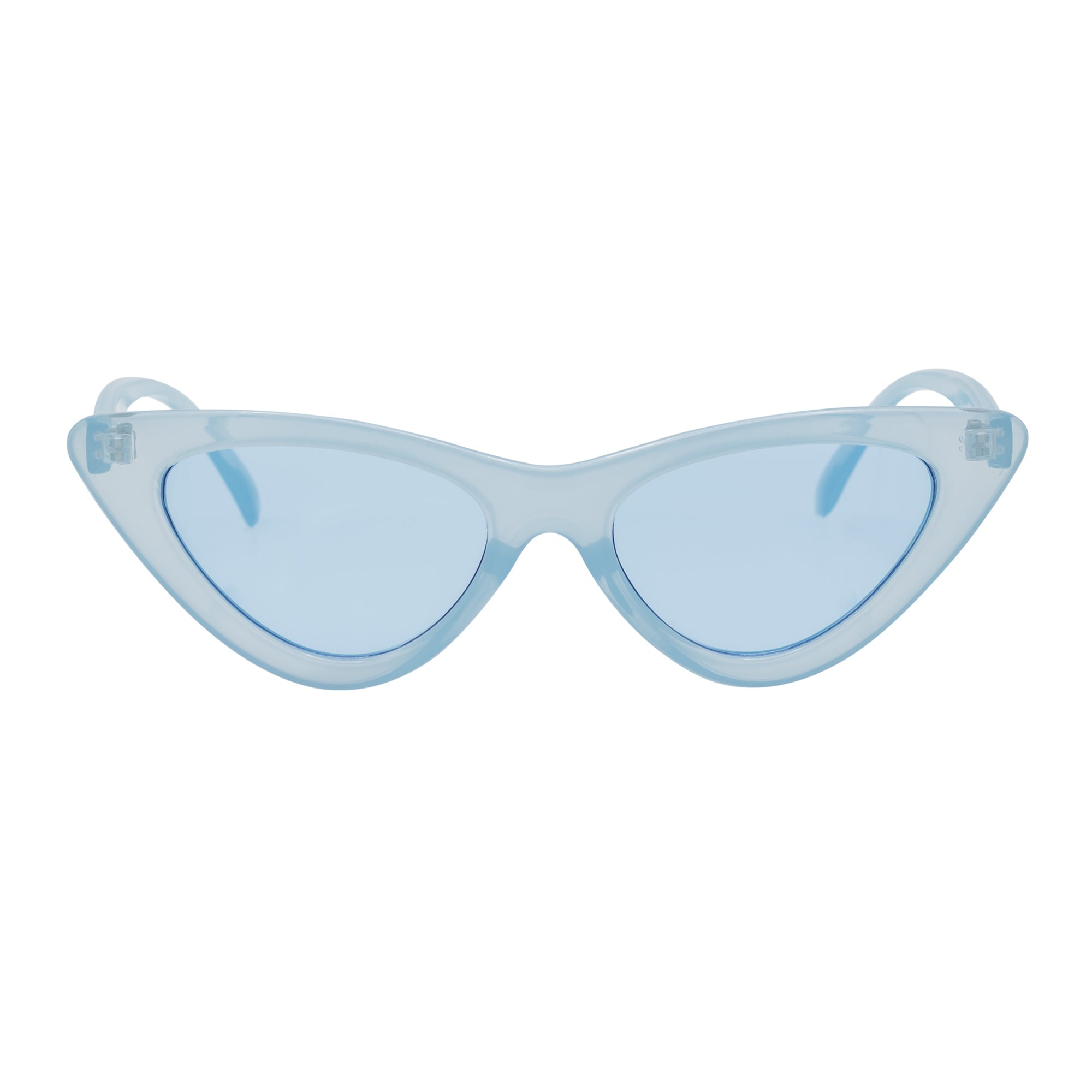 FELINE - Thick Oval Retro Small Cat Eye Sunglasses Blue Blue Tint