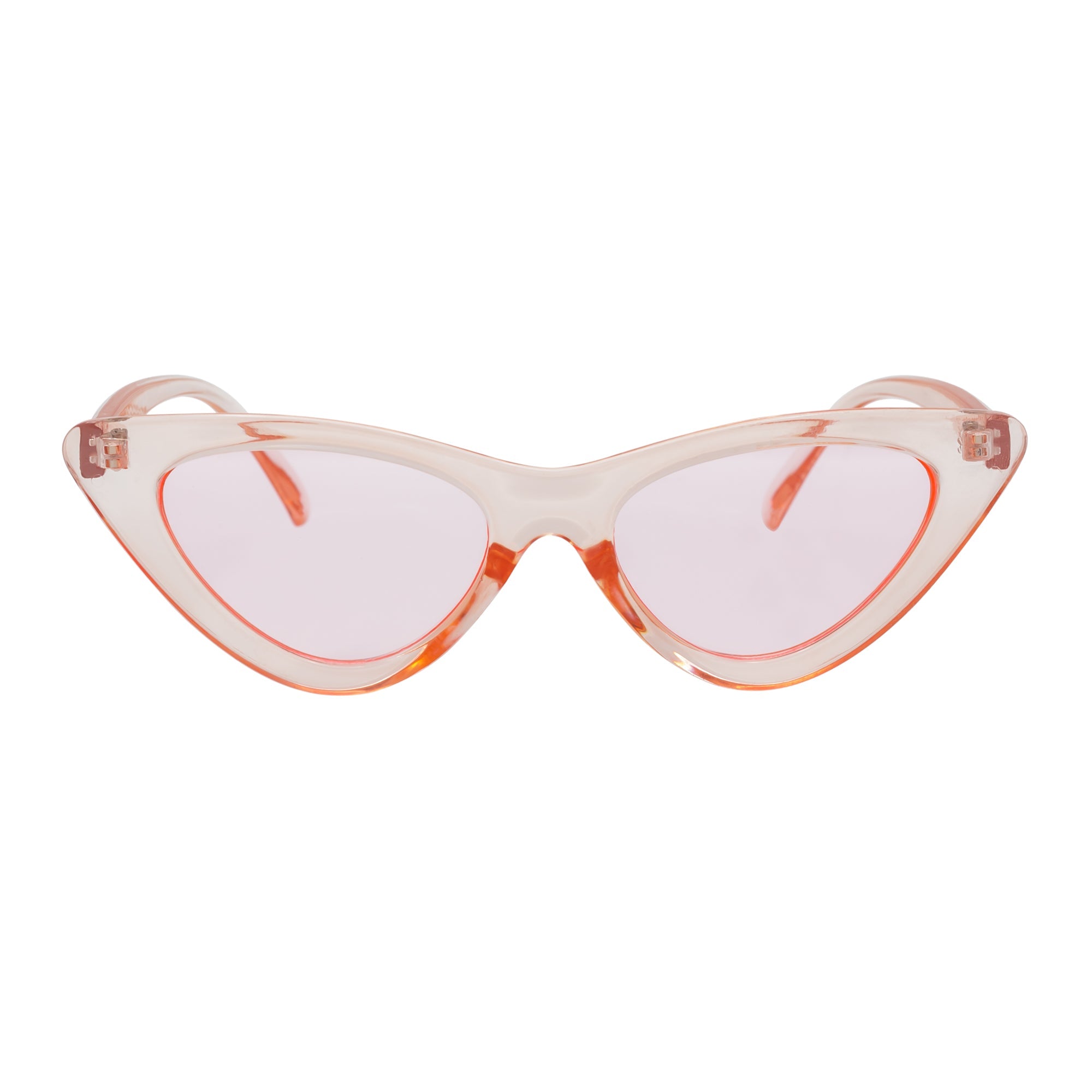 FELINE - Thick Oval Retro Small Cat Eye Sunglasses Pink Pink Tint