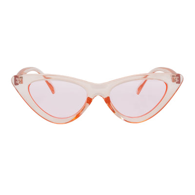 FELINE - Thick Oval Retro Small Cat Eye Sunglasses Pink Pink Tint