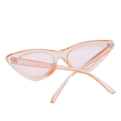 FELINE - Thick Oval Retro Small Cat Eye Sunglasses Pink Pink Tint